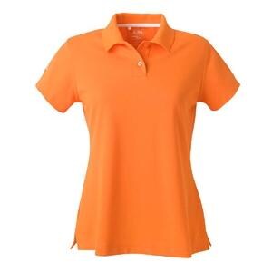 Adidas Golf Ladies ClimaLite Tour Pique Short-Sleeve Polo Shirt - Tigerlily/White