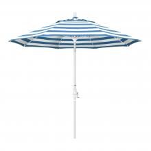 California Umbrella Sun Master Series 9 Ft Octagonal Aluminum Collar Tilt Patio Umbrella W/ Crank Lift & Fiberglass Ribs - Matted White Frame / Sunbrella Cabana Regatta Canopy image