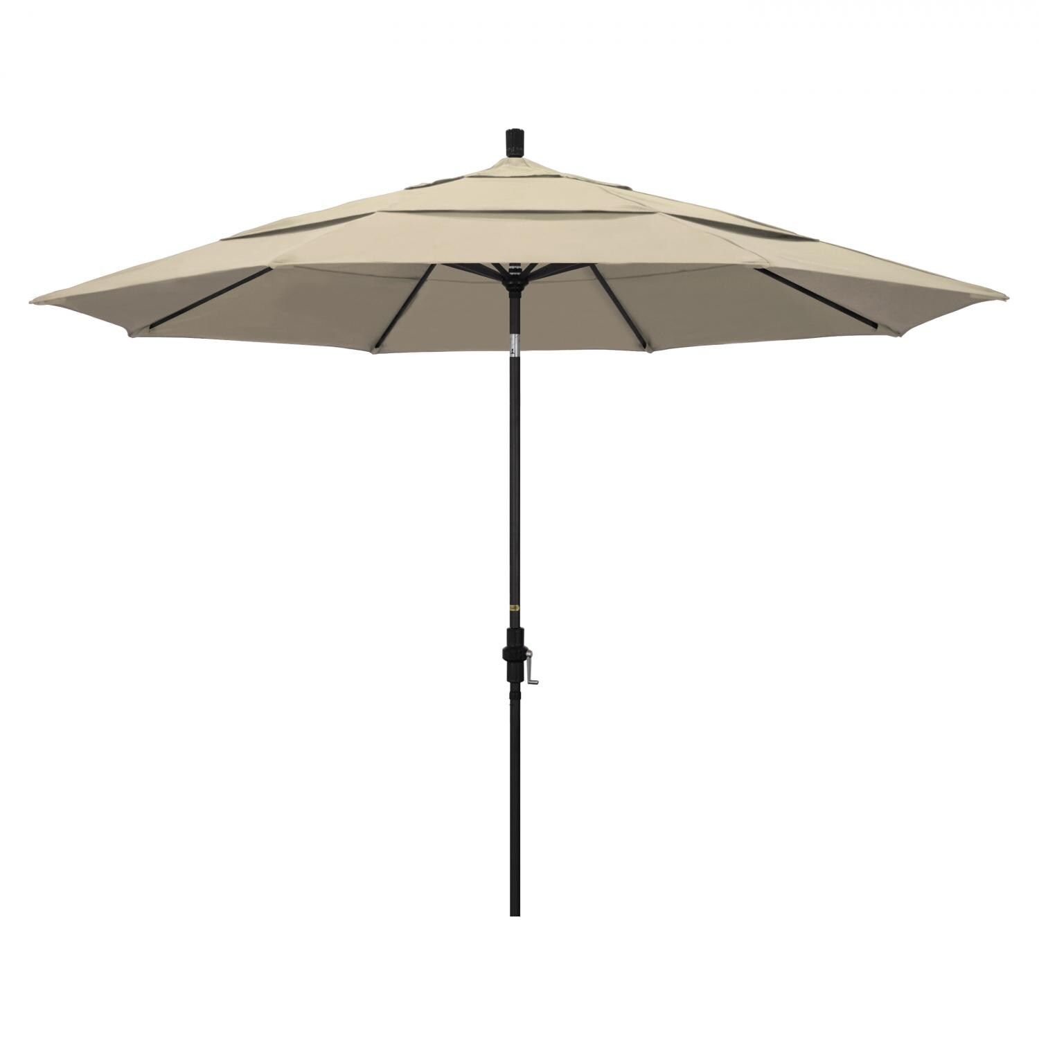 California Umbrella 11 Ft Octagonal Aluminum Collar Tilt Patio Umbrella W/ Crank Lift & Aluminum Ribs - Stone Black Frame / Sunbrella Canvas Antique Beige Canopy thumbnail