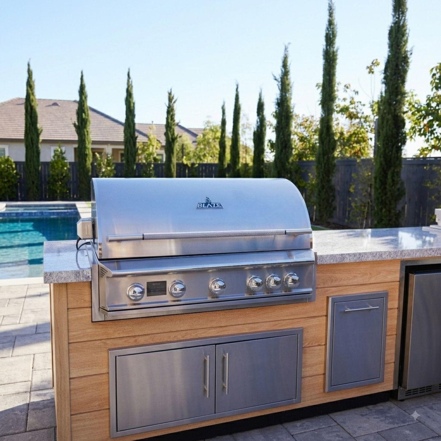 BBQGuys Signature 12 Ft Grill Island w/ 40-in Propane Blaze LTE Pro Grill & Griddle-  Left Side - Detail thumbnail