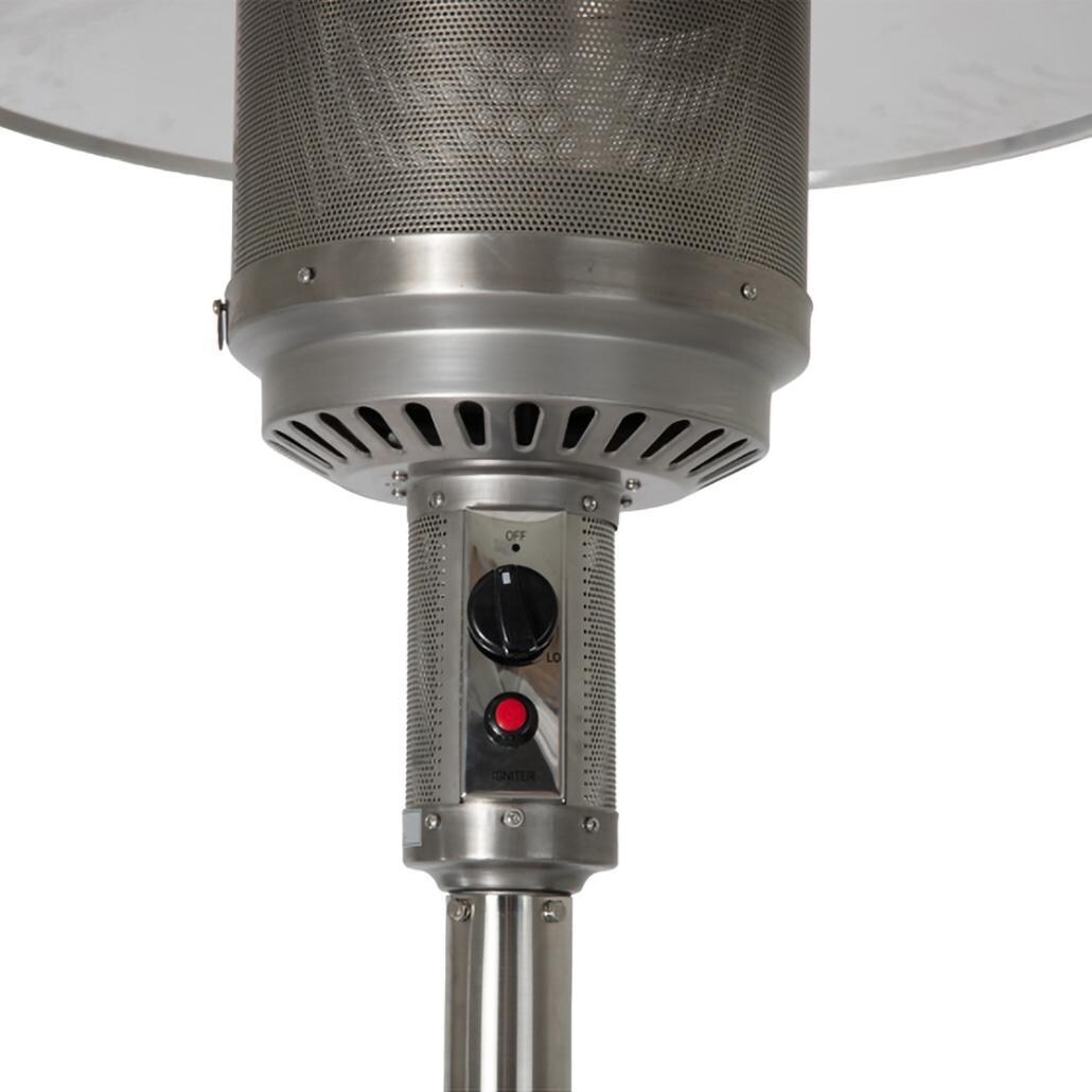 Ultimate Patio SC65046 48,000 BTU Propane Outdoor Patio Heater w/ LED Lighted Table - Stainless Steel - Controls Up Close - Detail thumbnail