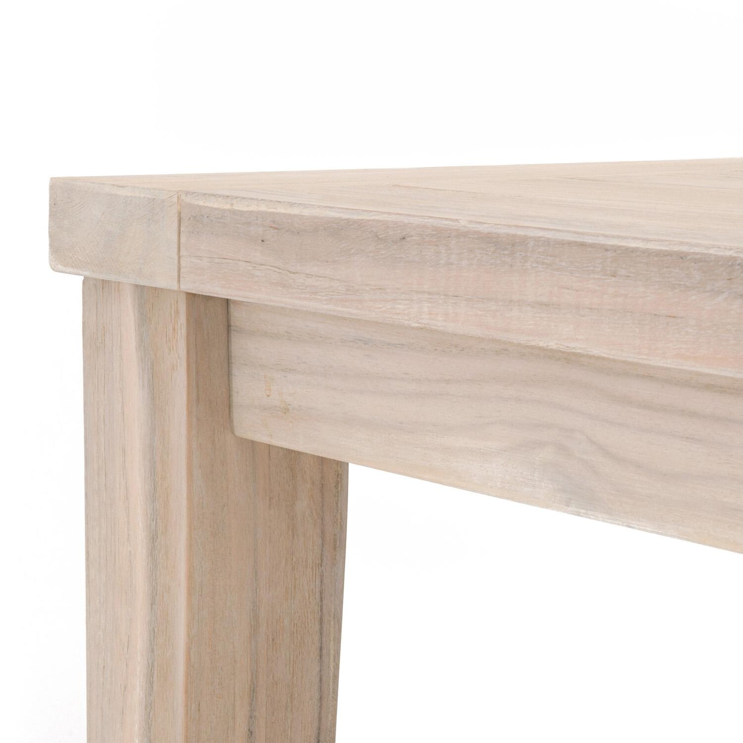 Lakeview Rustic Bay 94 1/4 Inch Gray Teak Square Dining Table - Corner Detail thumbnail
