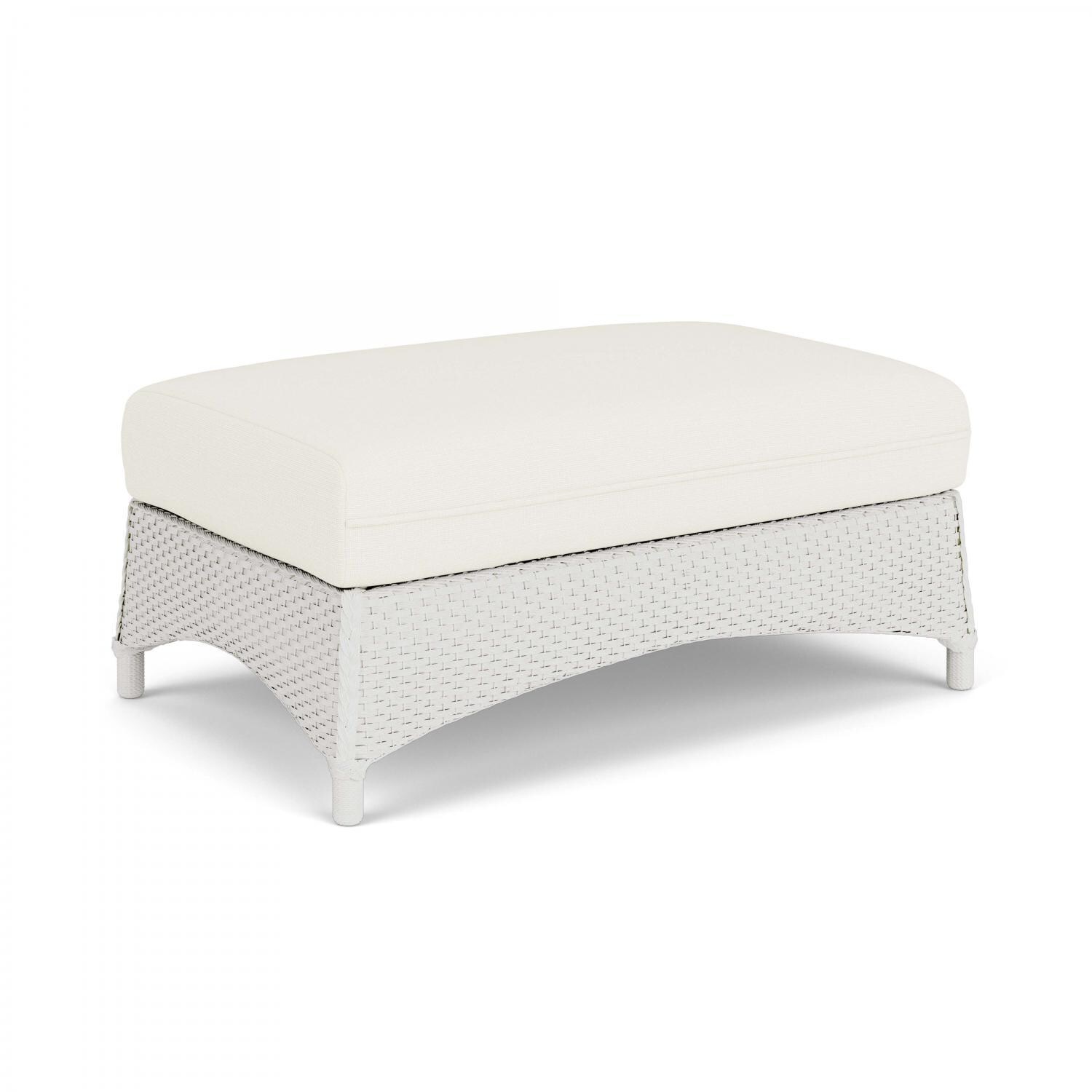 Lloyd Flanders Mandalay Large Ottoman in Matte White Finish with Sailcloth Salt fabric - Angled thumbnail