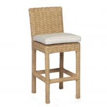 Leucadia Wicker Patio Bar Stool W/ Sunbrella Canvas Flax Cushion By Sunset West image