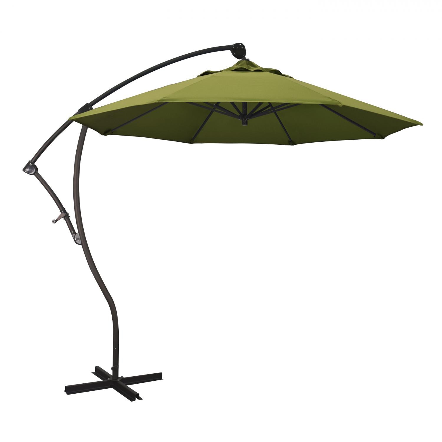 California Umbrella 9 Ft. Octagonal Aluminum Cantilever Patio Umbrella W/ Crank Lift & Aluminum Ribs - Bronze Frame / Olefin Kiwi Canopy