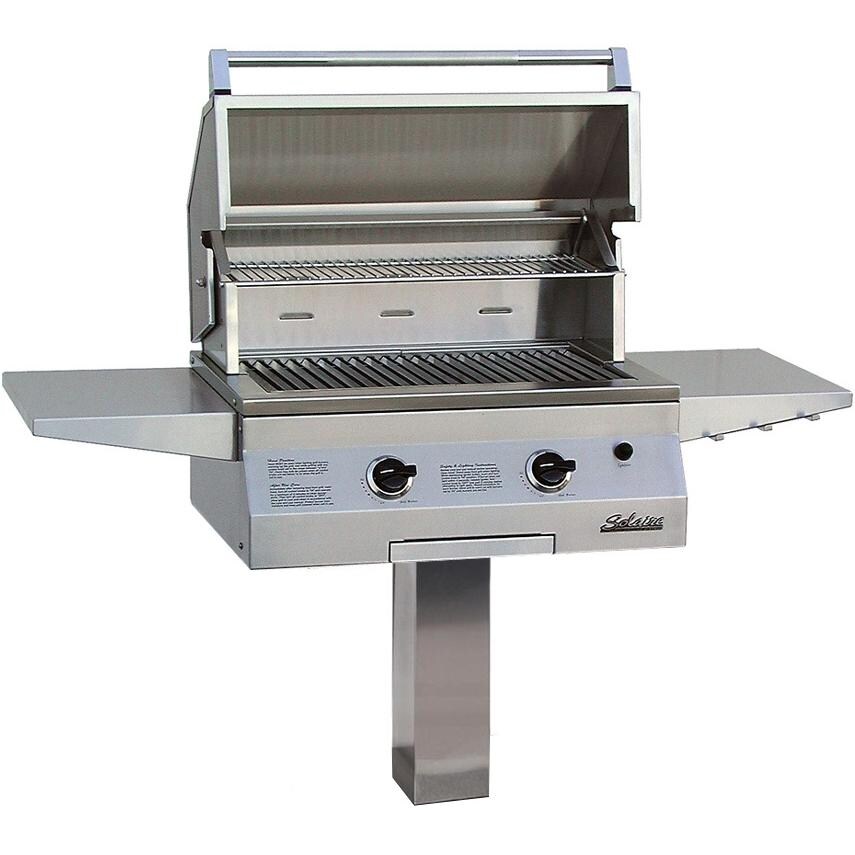 Solaire 27 Inch Basic InfraVection Natural Gas Grill On InGround Post SOLAGBQ27GVIIGPNG