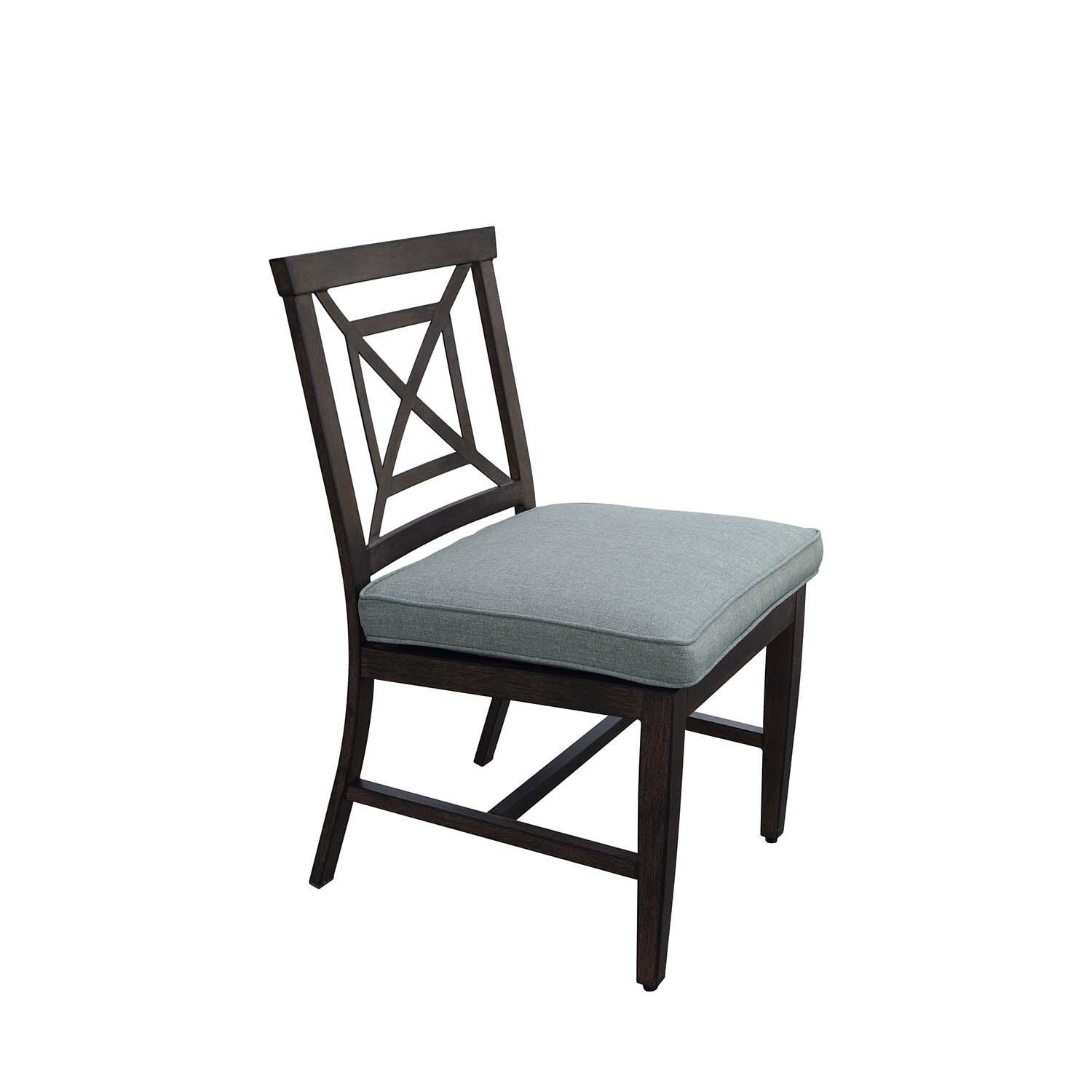 Atlantis 9 Pc Aluminum Dining Set w/ 88 Inch Table and Spa Cushions in Walnut By Darlee - Chair Angled View - White Background thumbnail