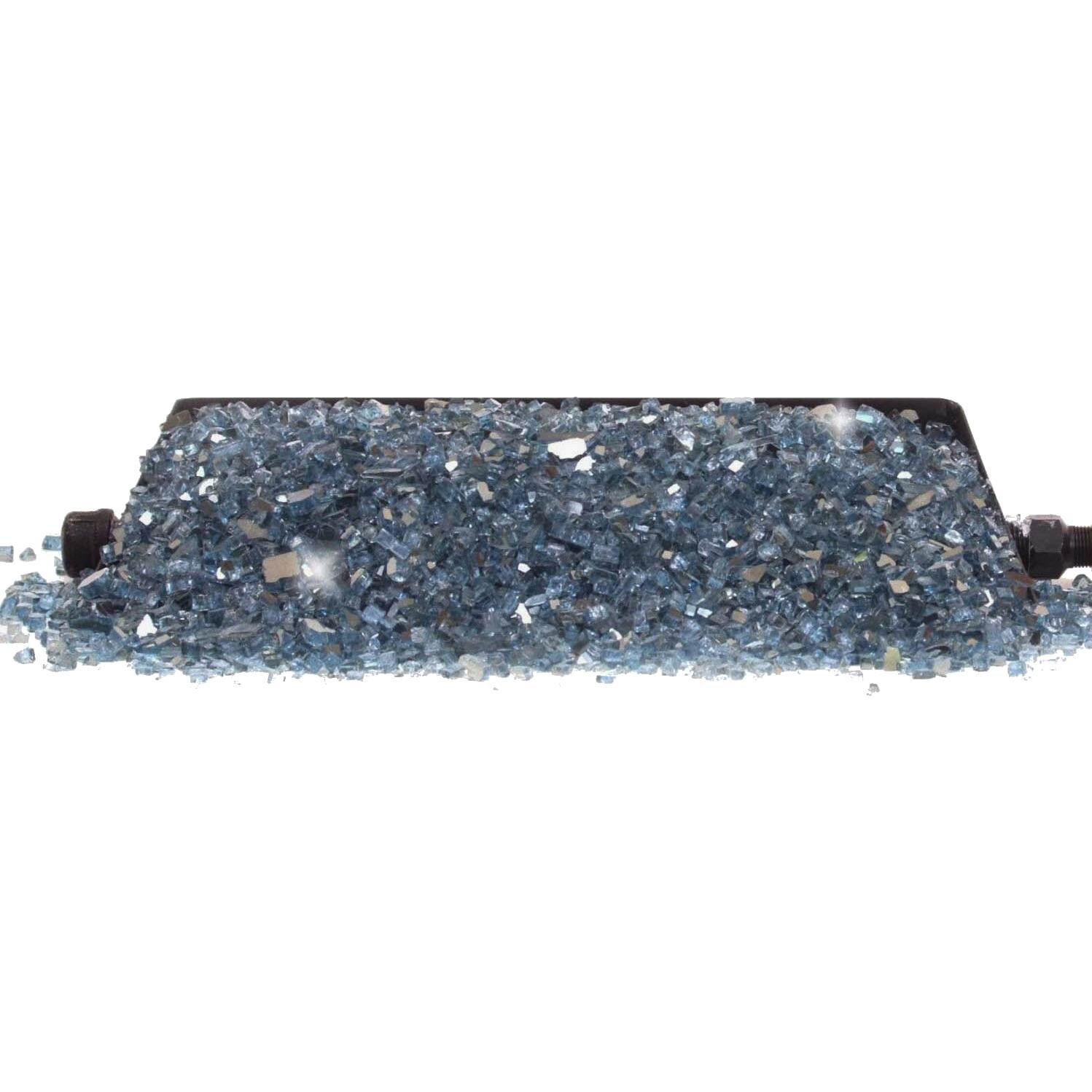 Peterson Fyre Glass 30 Inch Caribbean Blue Reflective Fire Glass Set With Vented Propane G45 Burner - Shown Without Flames thumbnail