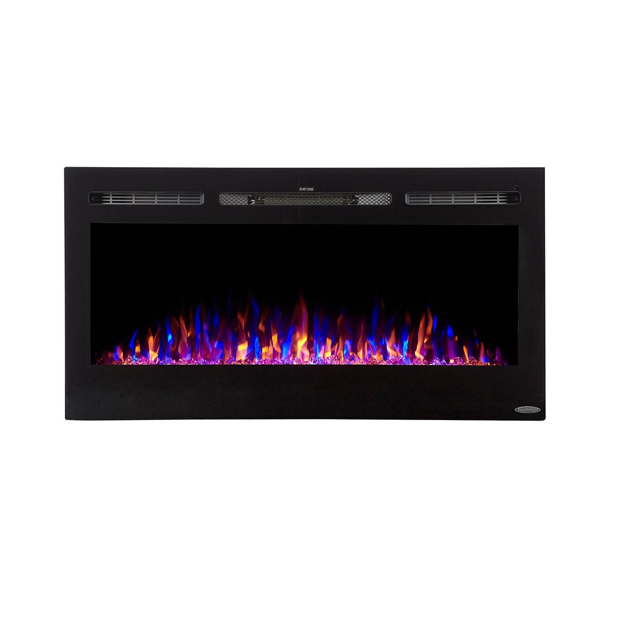 Touchstone Home Products Sideline 40-Inch Wall Mount/Flush Mount Electric Fireplace With Black Glass Surround - Glass Yellow Orange Blue thumbnail