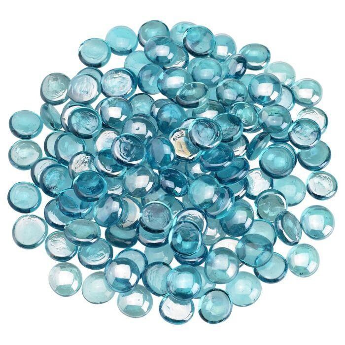 BBQGuys Signature FB-AQULST-10-J 3/4-in Aqua Blue Luster Fire Beads - Top View - White Background thumbnail
