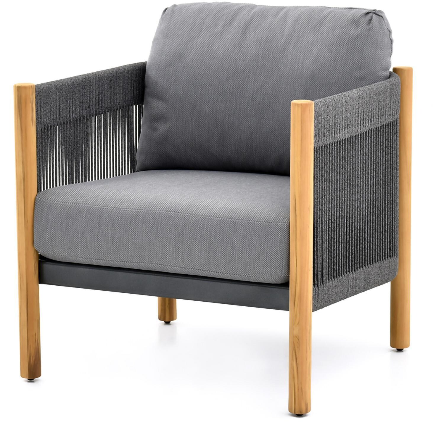 Dekka 5 Pc Seating Set W/ Grey Cushions in Wood By Lakeview Outdoor Designs - Chair Angled - White Background thumbnail