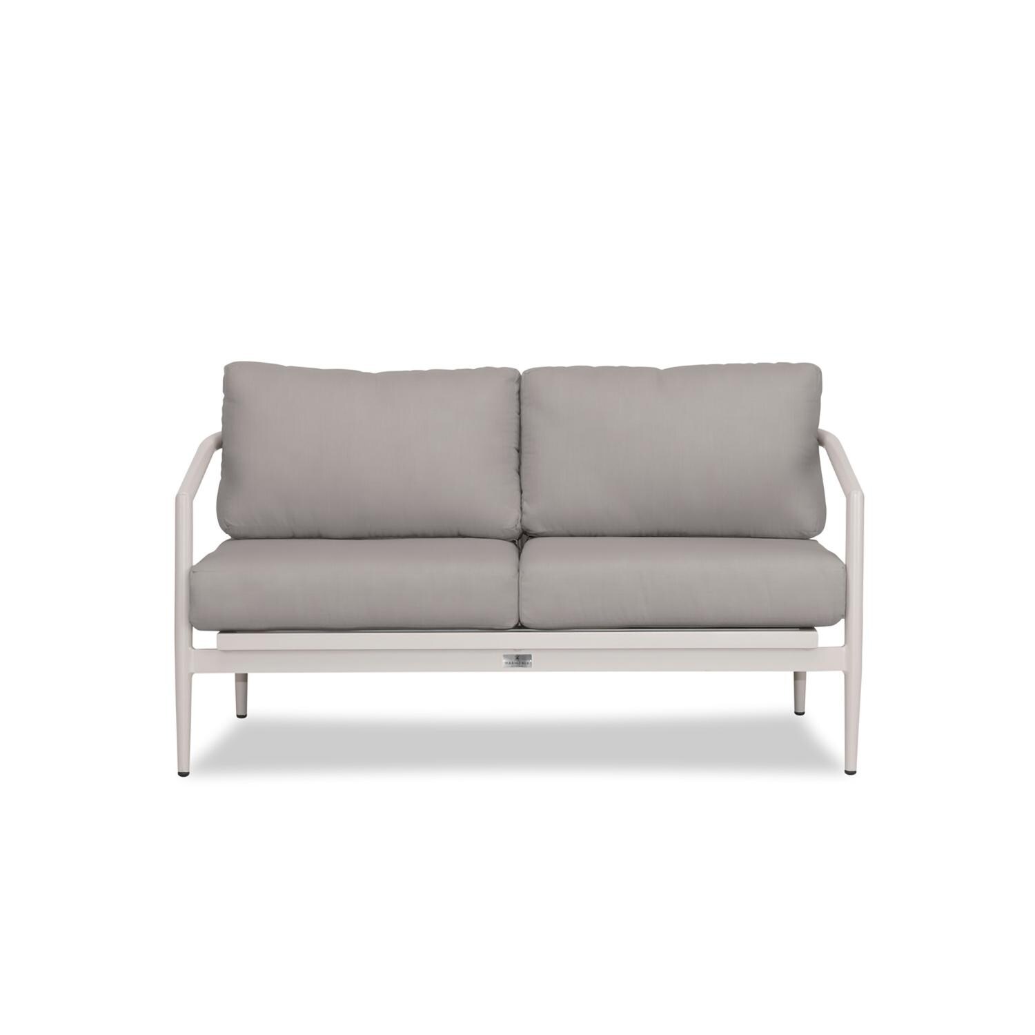 Lakeview Midnight Cove 2 Person Aluminum Loveseat in Urban Stone/Carrera/Canvas Charcoal - White Background thumbnail
