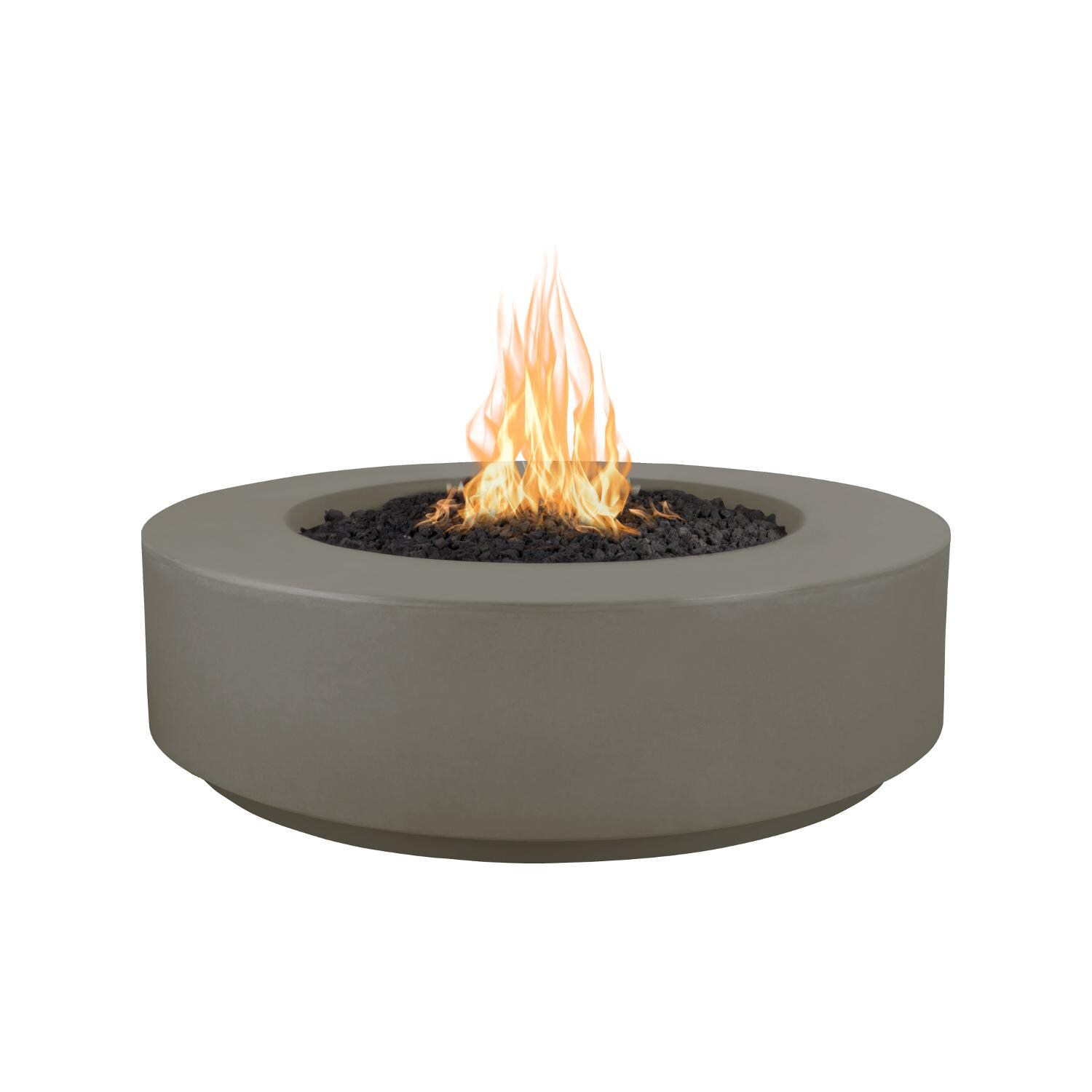 Florence 42 Inch Round GFRC Natural Gas Fire Pit in Ash by The Outdoor Plus