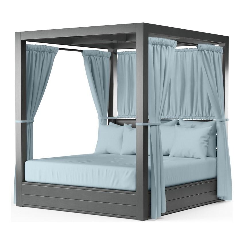 Redondo Aluminum Resort King Daybed w/ No Welt in Slate/Canvas Skyline by Sunset West - Angled - White Background thumbnail