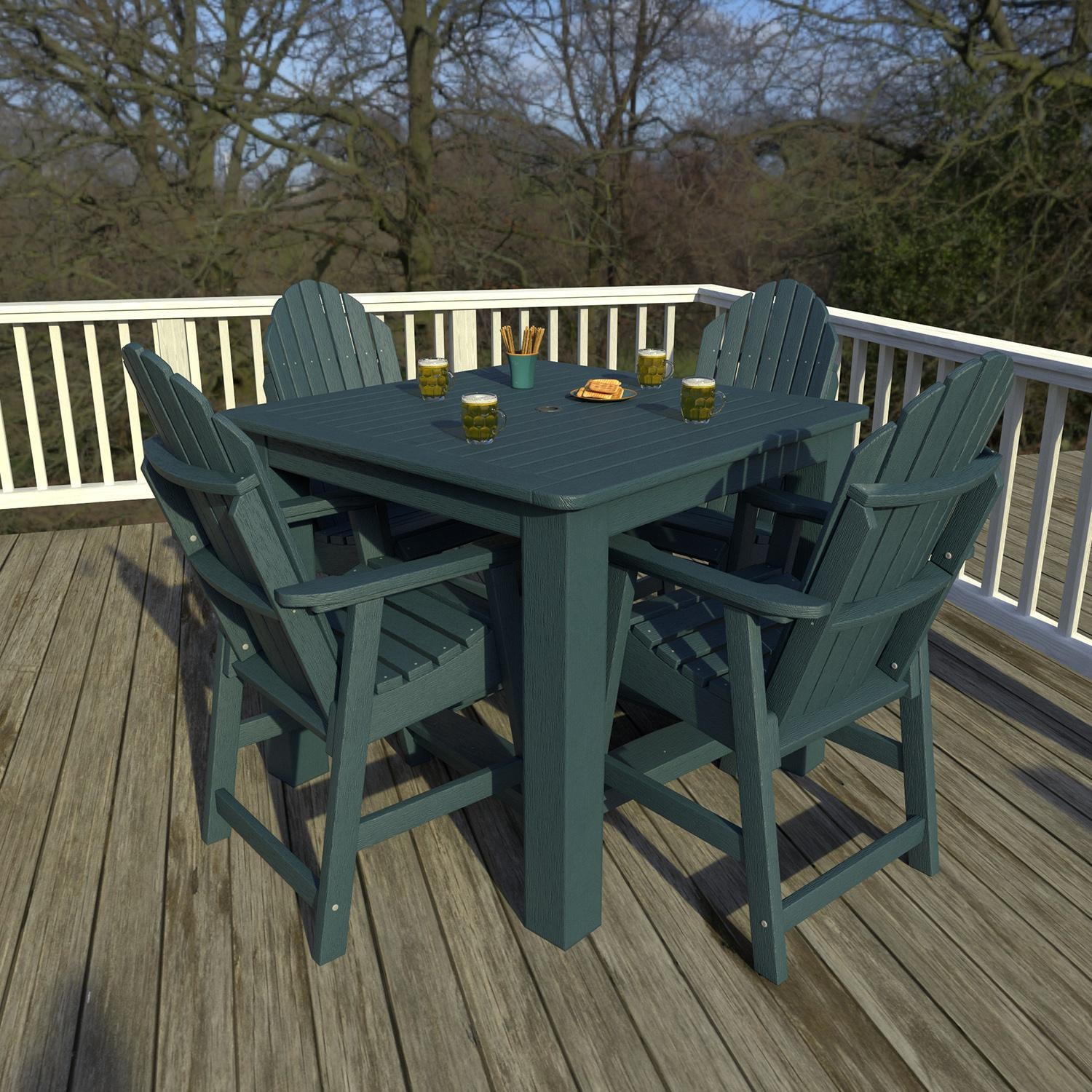 Lakeview Outdoor Designs Dream Bay 5 Pc Recycled Plastic Square Counter Height Dining Set in Nantucket Blue by - LV-CNA44-NBE