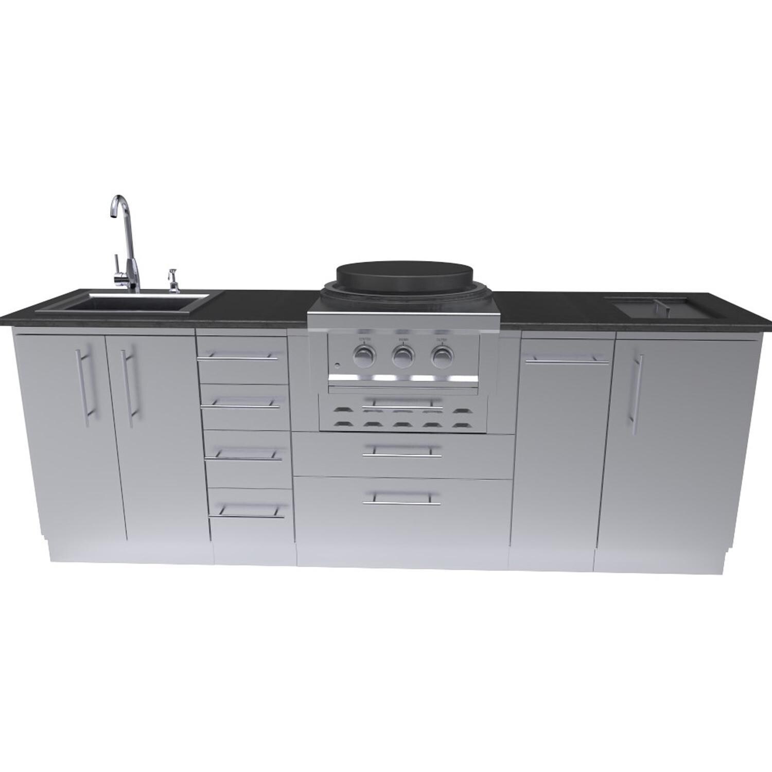 Sunstone Grills SCPMONGO-NG MONGO 8 Ft Mongolian Style Outdoor Kitchen in Natural Gas - Front - White Background thumbnail