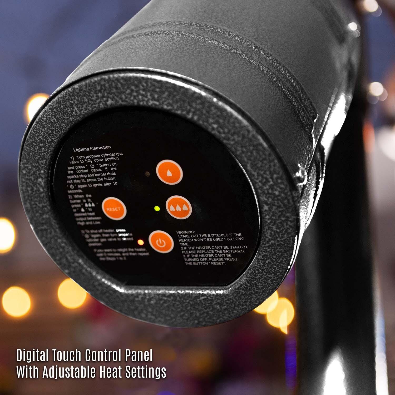 Paragon Outdoor OH-BL32-9M Arc 32,000 BTU Propane Gas Cantilever Portable Patio Heater - Hammertone Silvervein - Controls - Detail thumbnail