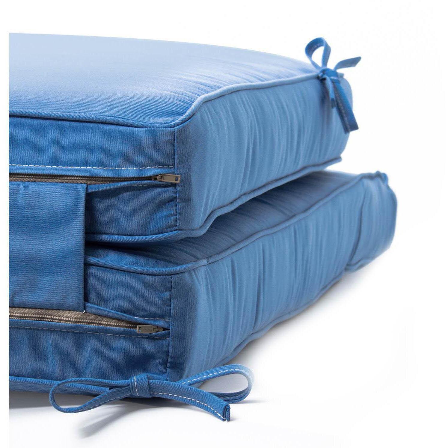 Long Replacement Chaise Lounge Cushion With Piping - Zipper And Tie Detail thumbnail