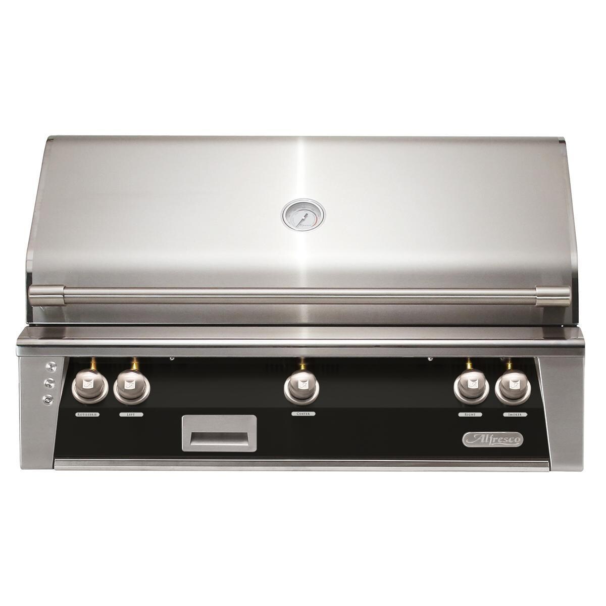 Alfresco ALXE 42-Inch Built-In Natural Gas Grill With Rotisserie in Jet Black Gloss - ALXE-42-NG-S9005