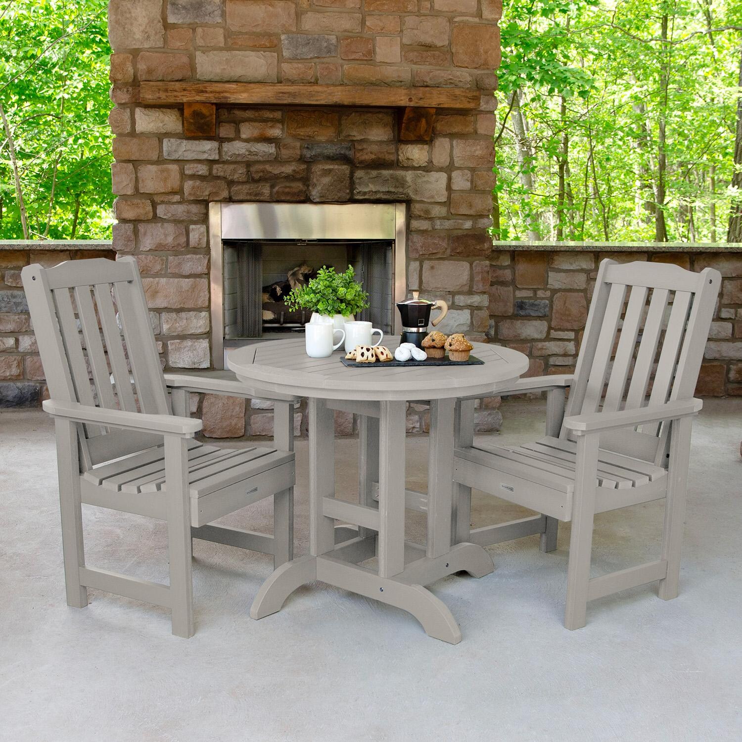 Hart Lane 3 Pc Recycled Plastic Round Dining Set in Harbor Gray by Lakeview Outdoor Designs