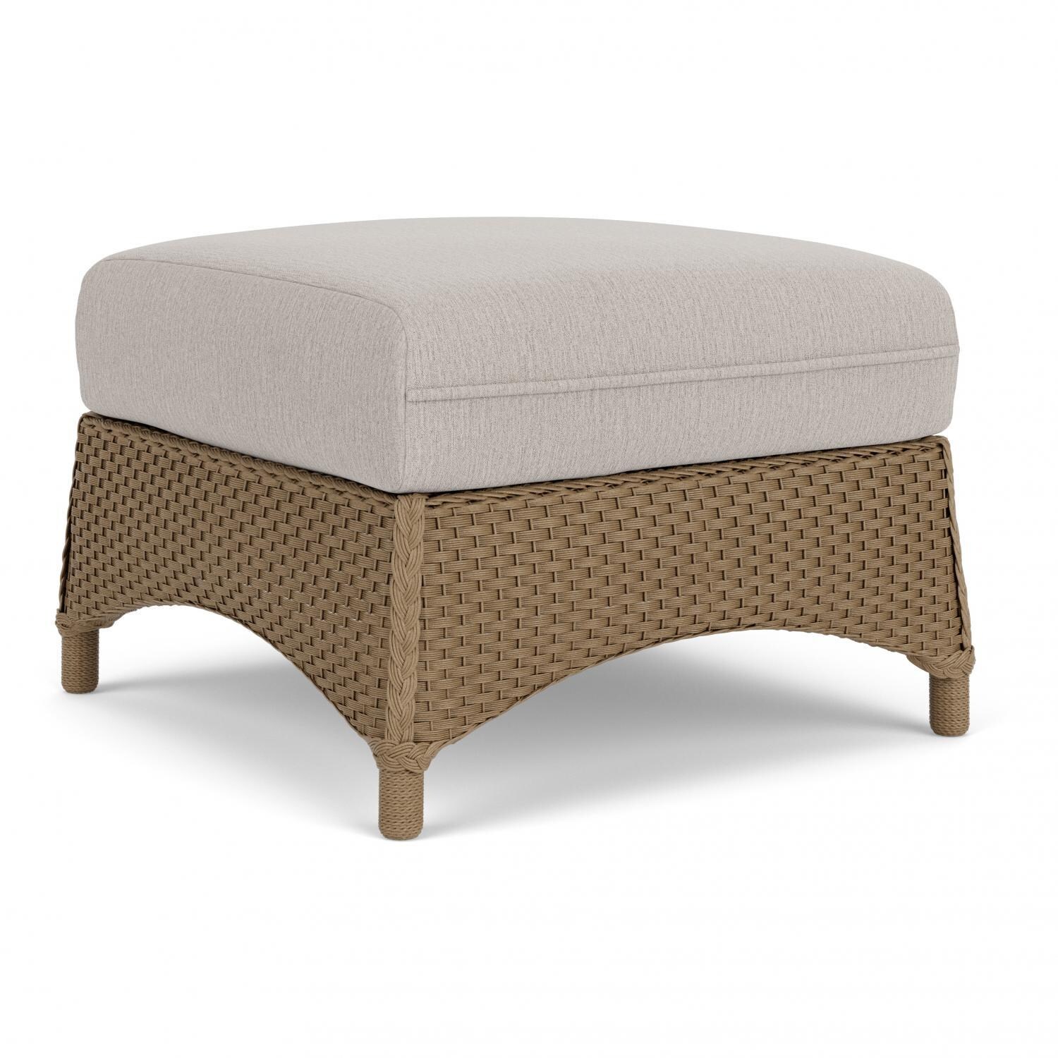 Lloyd Flanders Mandalay Ottoman in Fawn Finish with Remy Cloud fabric - Angled thumbnail