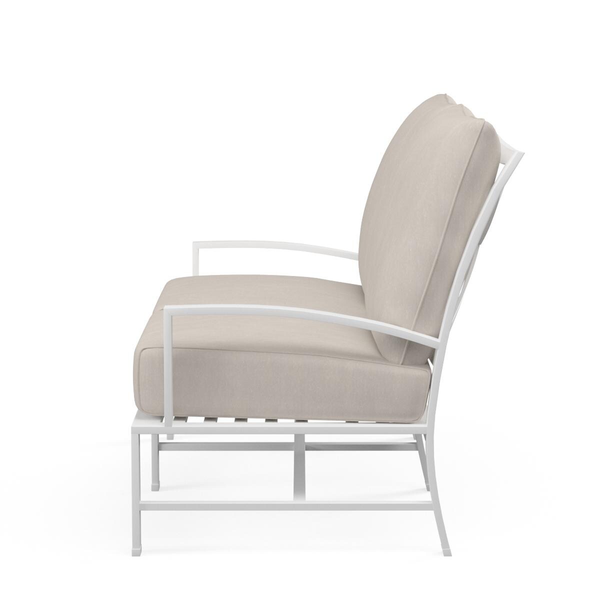 Sunset West - 501-22-5492 - Bristol Aluminum Patio Loveseat W/ Sunbrella Canvas Flax Self Welt Cushions - Side View thumbnail