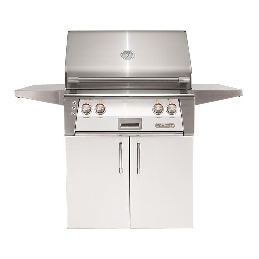 Alfresco ALXE 30-Inch Freestanding Natural Gas Grill With Sear Zone And Rotisserie in Signal White Gloss - ALXE-30SZC-NG-S9003