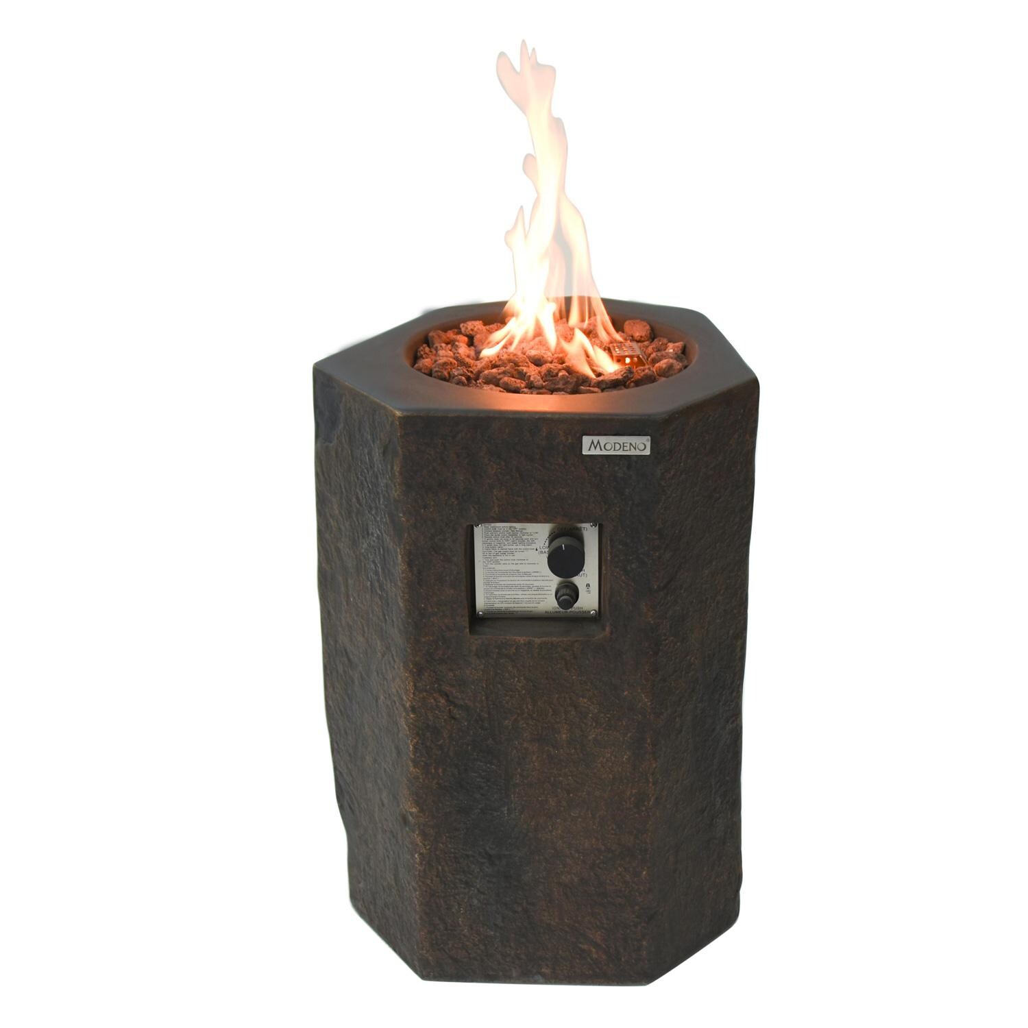 Elementi OFG601-LP Modeno Basalt 20-Inch Propane Fire Column - Front View thumbnail