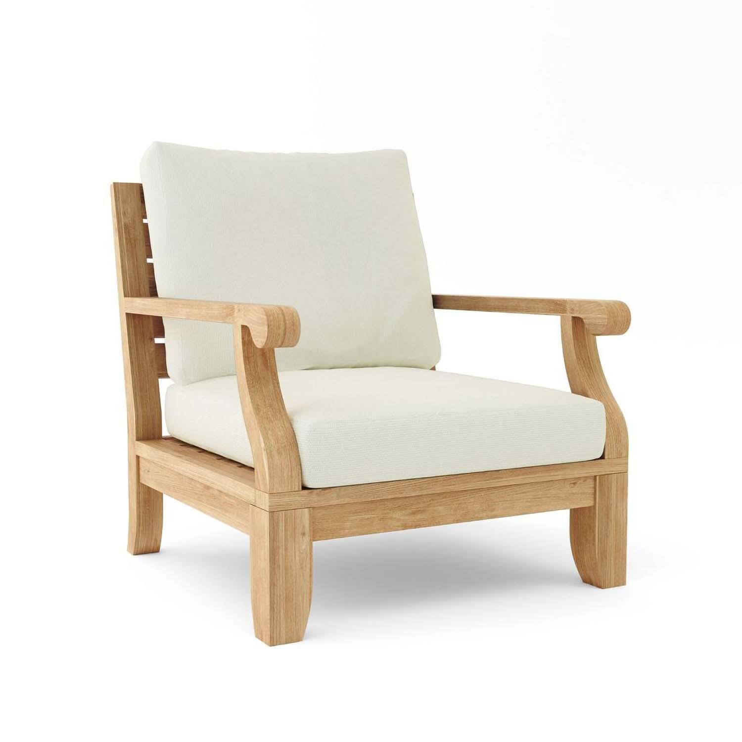 Currier Bay 11 Pc Teak Seating Set in Canvas Natural by Lakeview Outdoor Designs - Arm Chair - White Background thumbnail