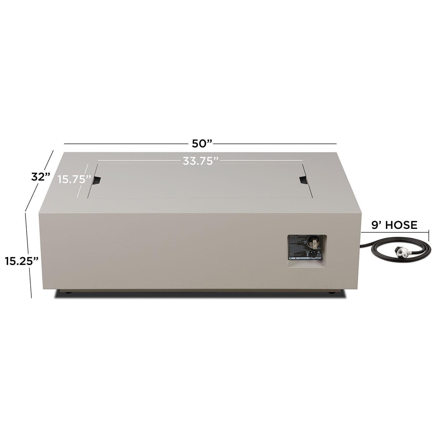 Elysian 50-in Rectangular Steel Propane Fire Pit Table in Light Sand by Lakeview Outdoor Designs - Dimensional thumbnail