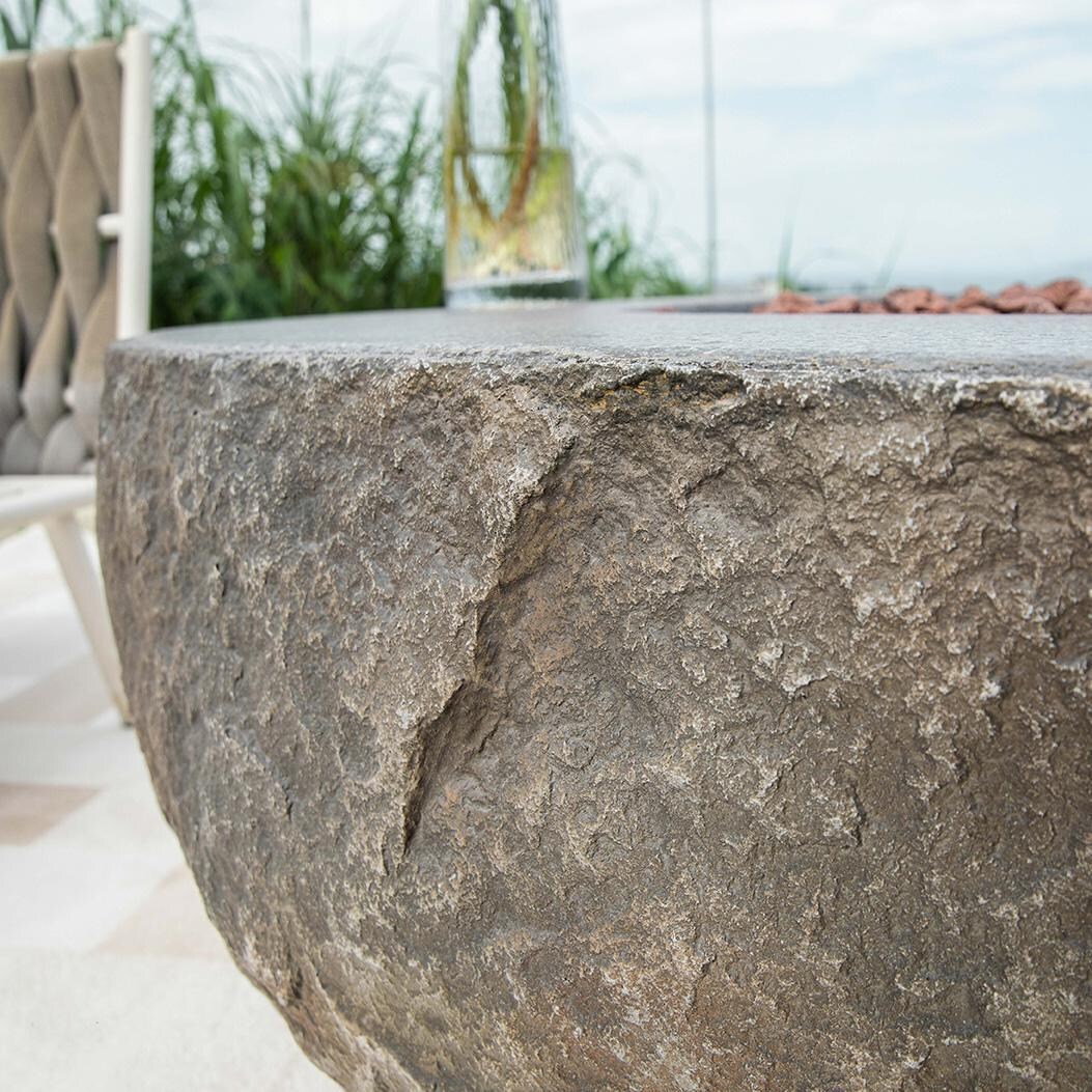 Elementi OFG110-LP Boulder 43-Inch Round Propane Fire Pit Table - Table Close-Up - Detail thumbnail