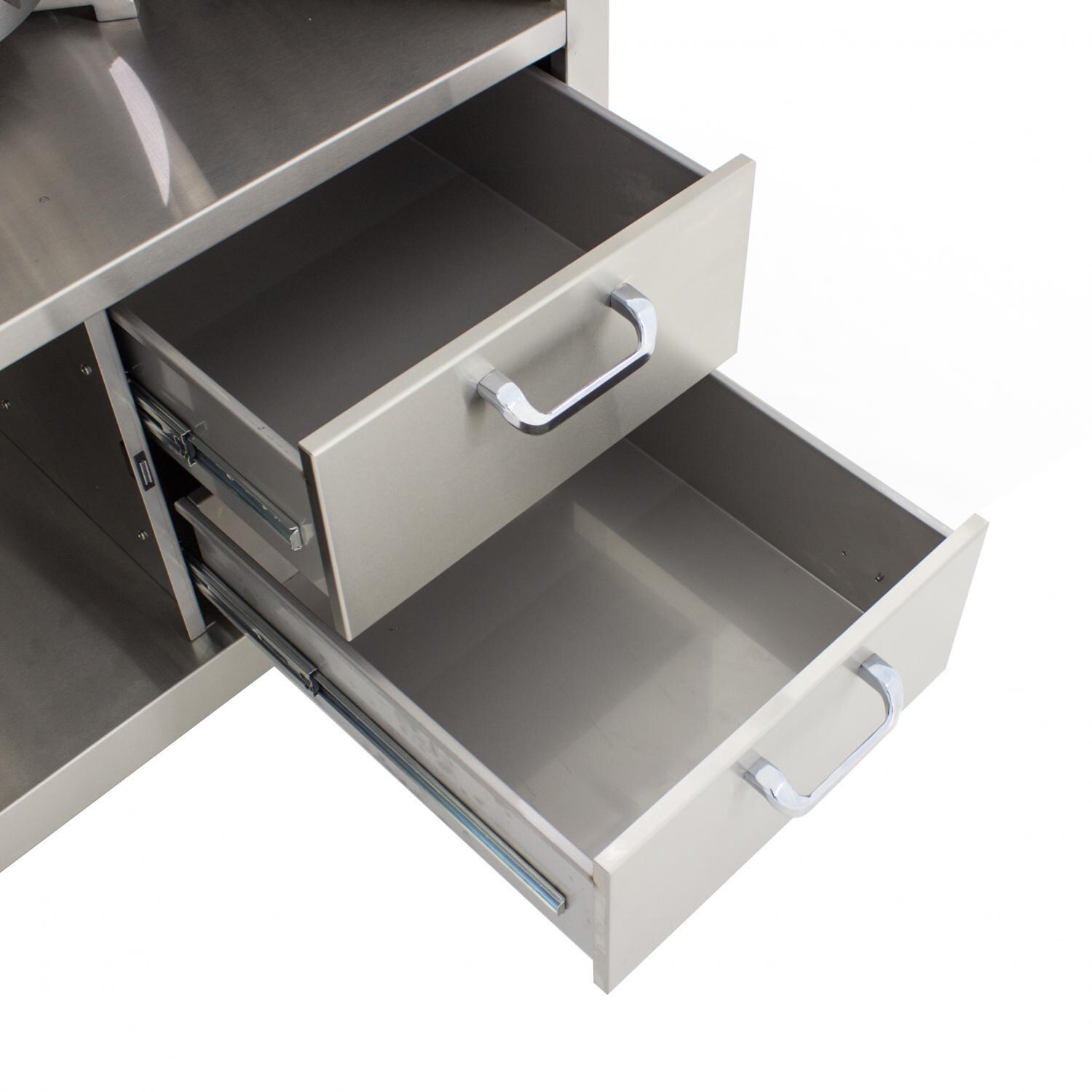 Kamado Joe Classic II 18-Inch Freestanding Ceramic Grill - Stainles Steel Cart Drawers Open thumbnail