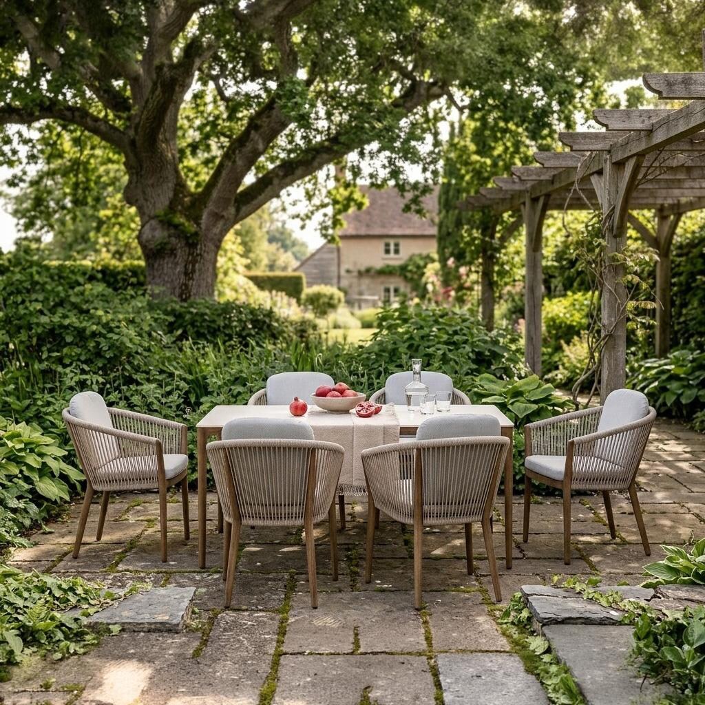 Lakeview Outdoor Designs LV-346-7 Camellia 7 Pc Aluminum Dining Set in White - On The Patio - Lifestyle thumbnail