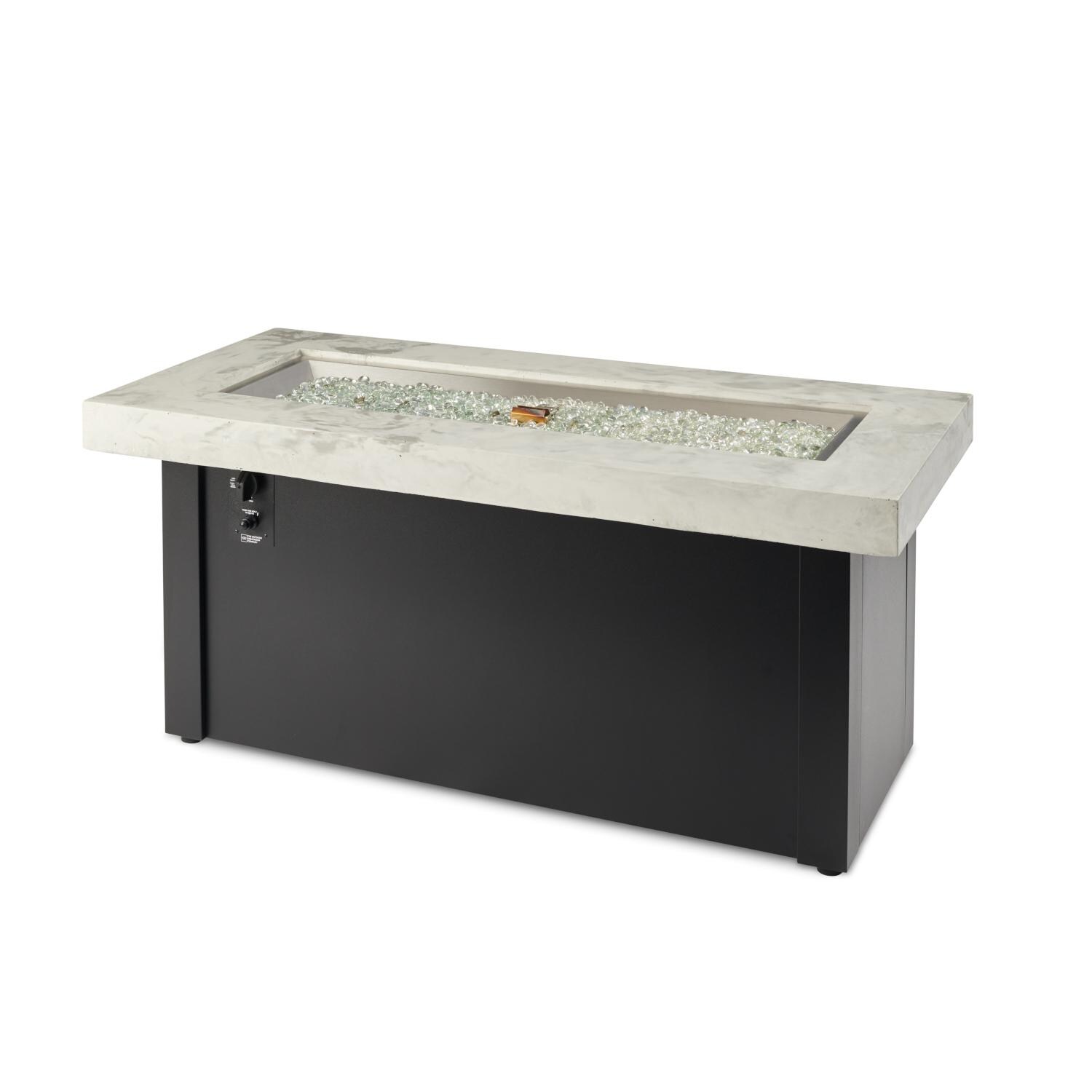 The Outdoor GreatRoom Company KL-1242-BLK-WO-K-NG Key Largo 54-Inch Rectangular Propane Gas Fire Table w/ 42-Inch Crystal Fire Plus Burner - No Flames thumbnail