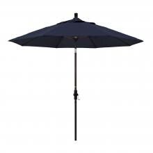 California Umbrella 9 Ft. Octagonal Aluminum Collar Tilt Patio Umbrella W/ Crank Lift & Aluminum Ribs - Bronze Frame / Sunbrella Canvas Navy Canopy