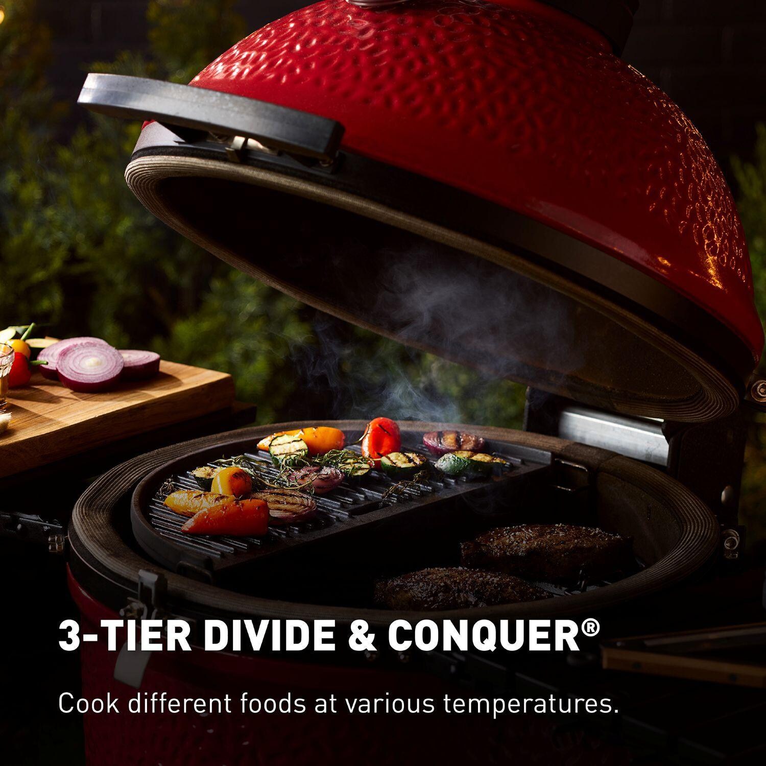 Kamado Joe Big Joe III 24-in Ceramic Kamado Grill Bundle - 3-Tier Divide for Different Food - Detail