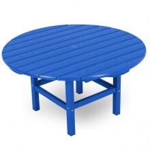 38 Inch Round Pacific Blue Recycled Plastic Wood Patio Coffee Table By POLYWOOD