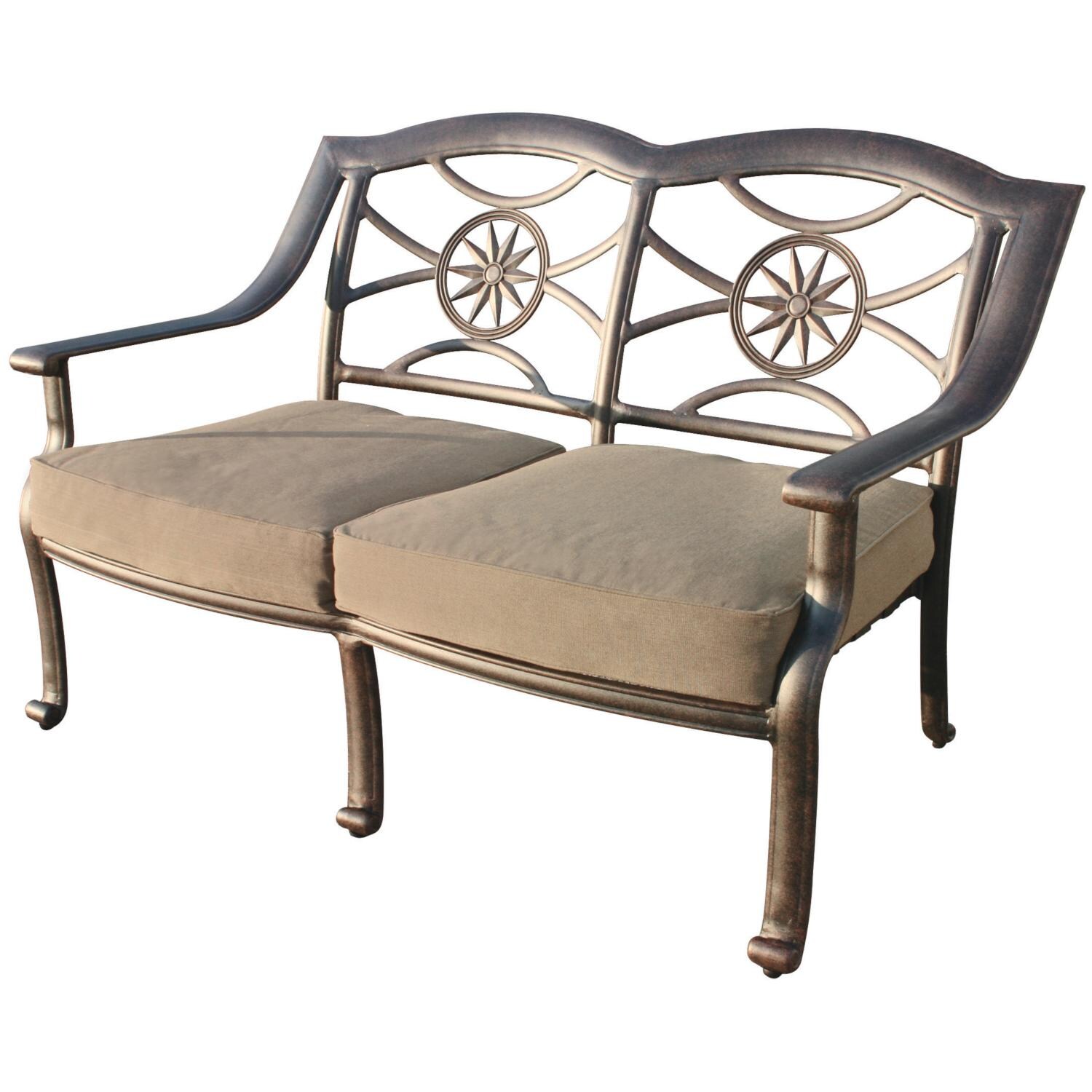 Darlee DL506-6PC-30ABP Ten Star 6 Piece Cast Aluminum Patio Conversation Set W/ Sesame Cushions - Loveseat thumbnail