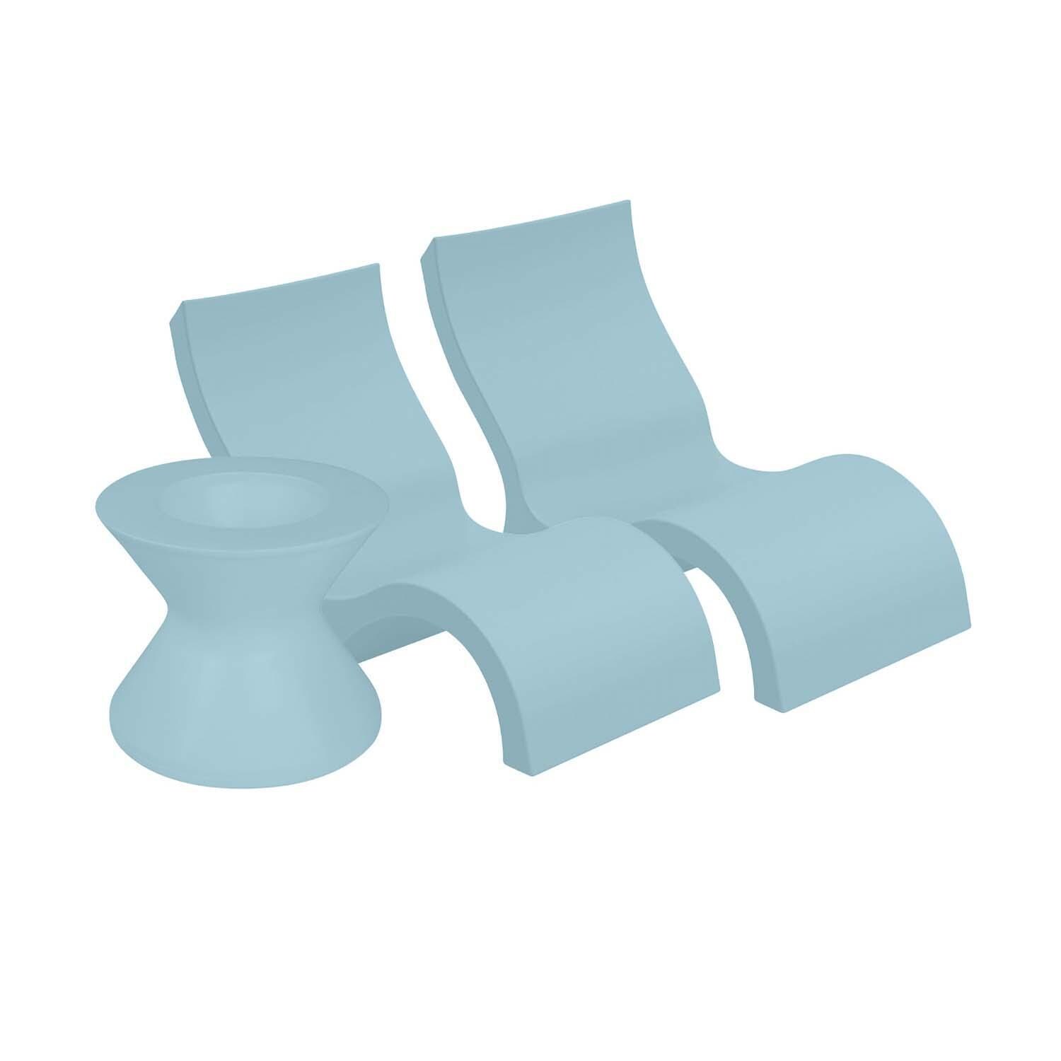 Ledge Lounger Signature Lowback Chair (Set of 2) W/Tall Ice Bin Side Table - Frost - White Background thumbnail