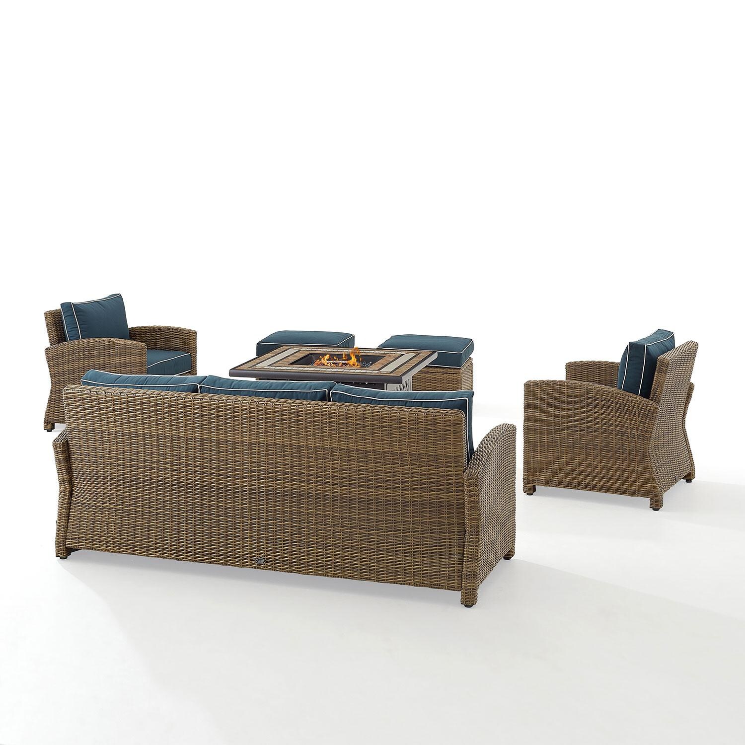 Ultimate Patio UP-92417WB-NV 6Pc Wicker Outdoor Sofa Set in Navy - Rear - White Background thumbnail