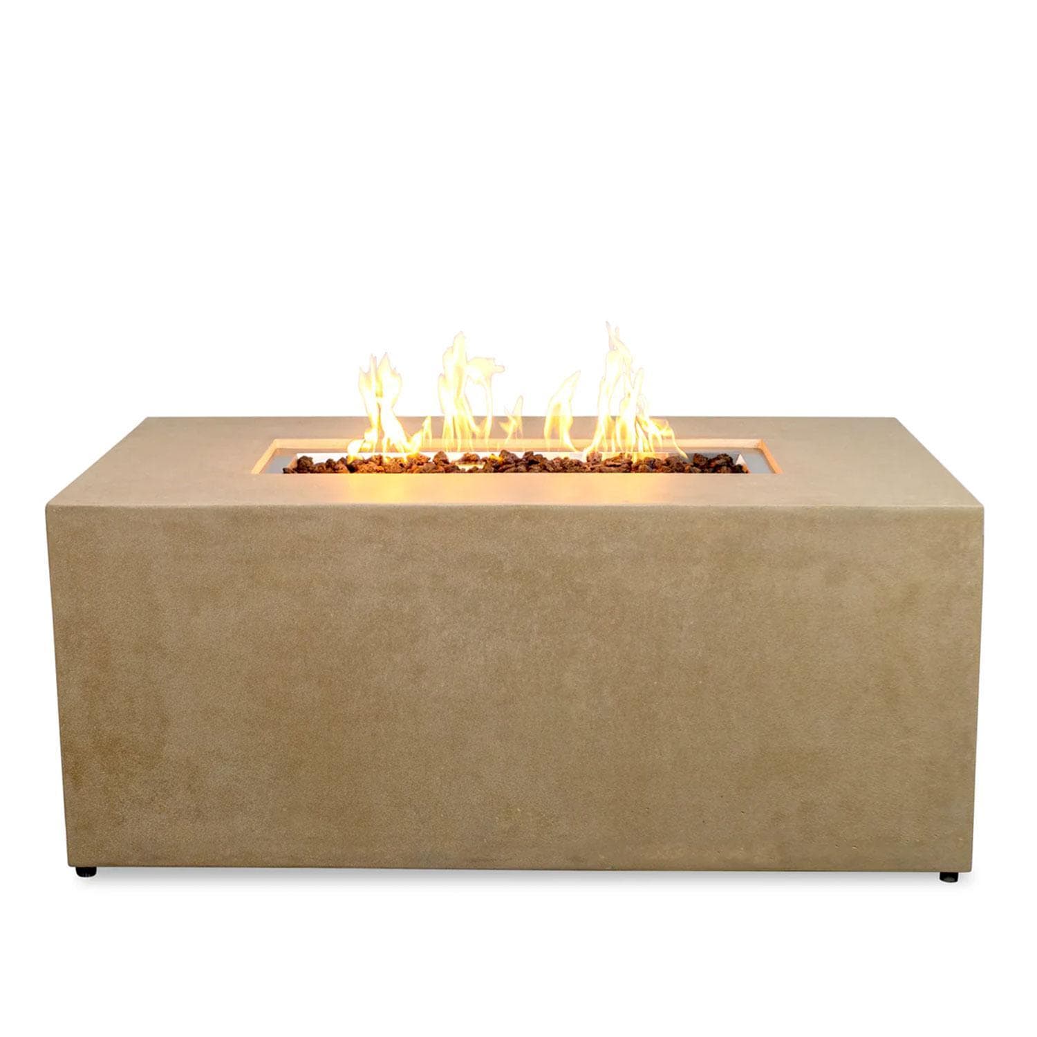 Glenwood 55-in Rectangular Concrete Propane Fire Pit in Sand by Lakeview Outdoor Designs - Front View - White Background thumbnail