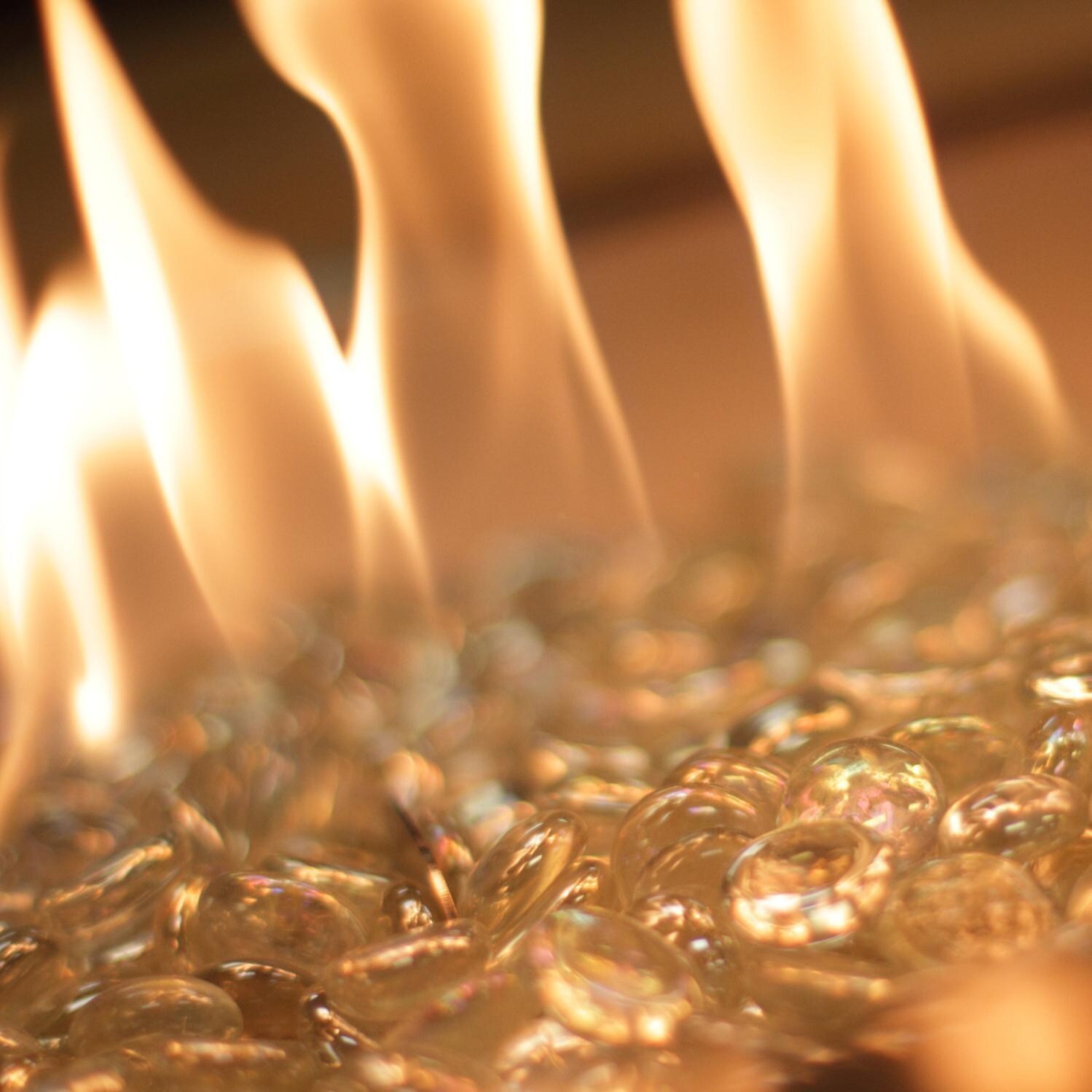 Lakeview Outdoor Designs Clear Tempered Fire Glass Gems - With Fire - Detail thumbnail