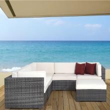 Atlantic Bellagio 5-Person Resin Wicker Patio Sectional Set - Gray image