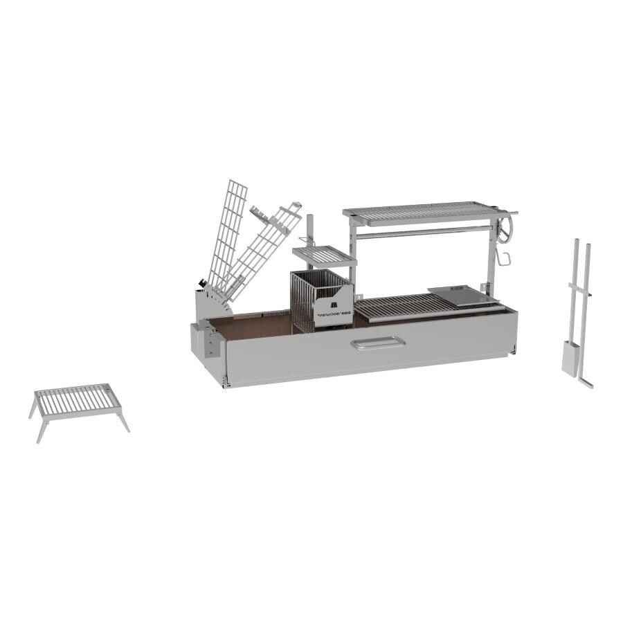 Tagwood BBQ BBQ08SS Argentine Santa Maria Wood Fire & Charcoal Grill - Left Angled View - White Background thumbnail