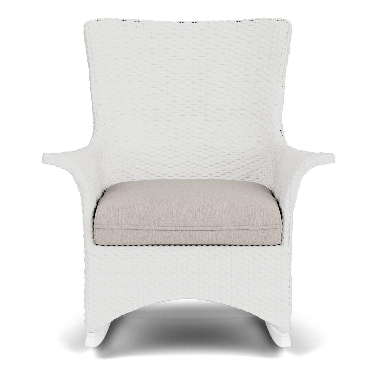Mandalay Lloyd Loom Rocking Chair in Matte White/Remy Cloud by Lloyd Flanders