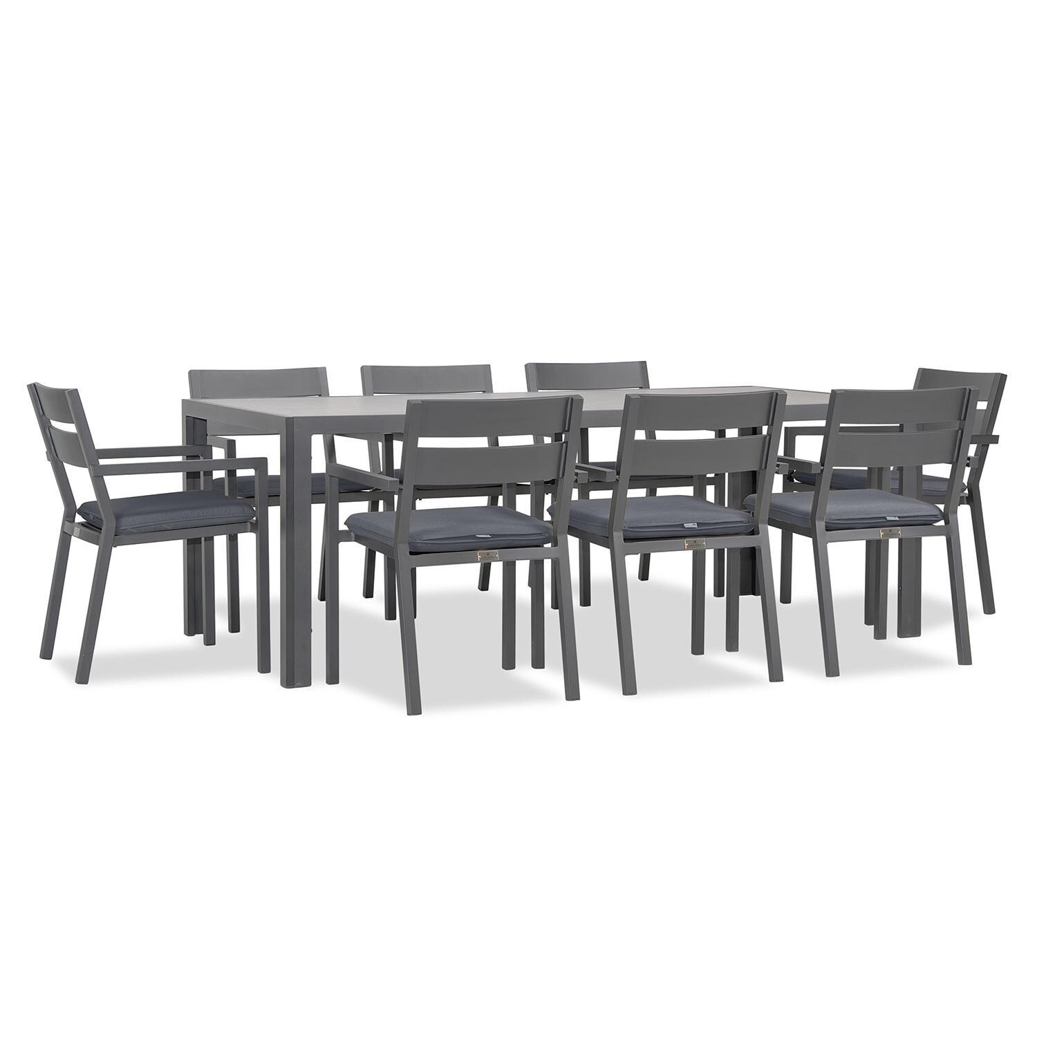Calm Bay 9 Pc Rectangular Dining Set in Slate/Canvas Charcoal by Lakeview - White Background 2 thumbnail
