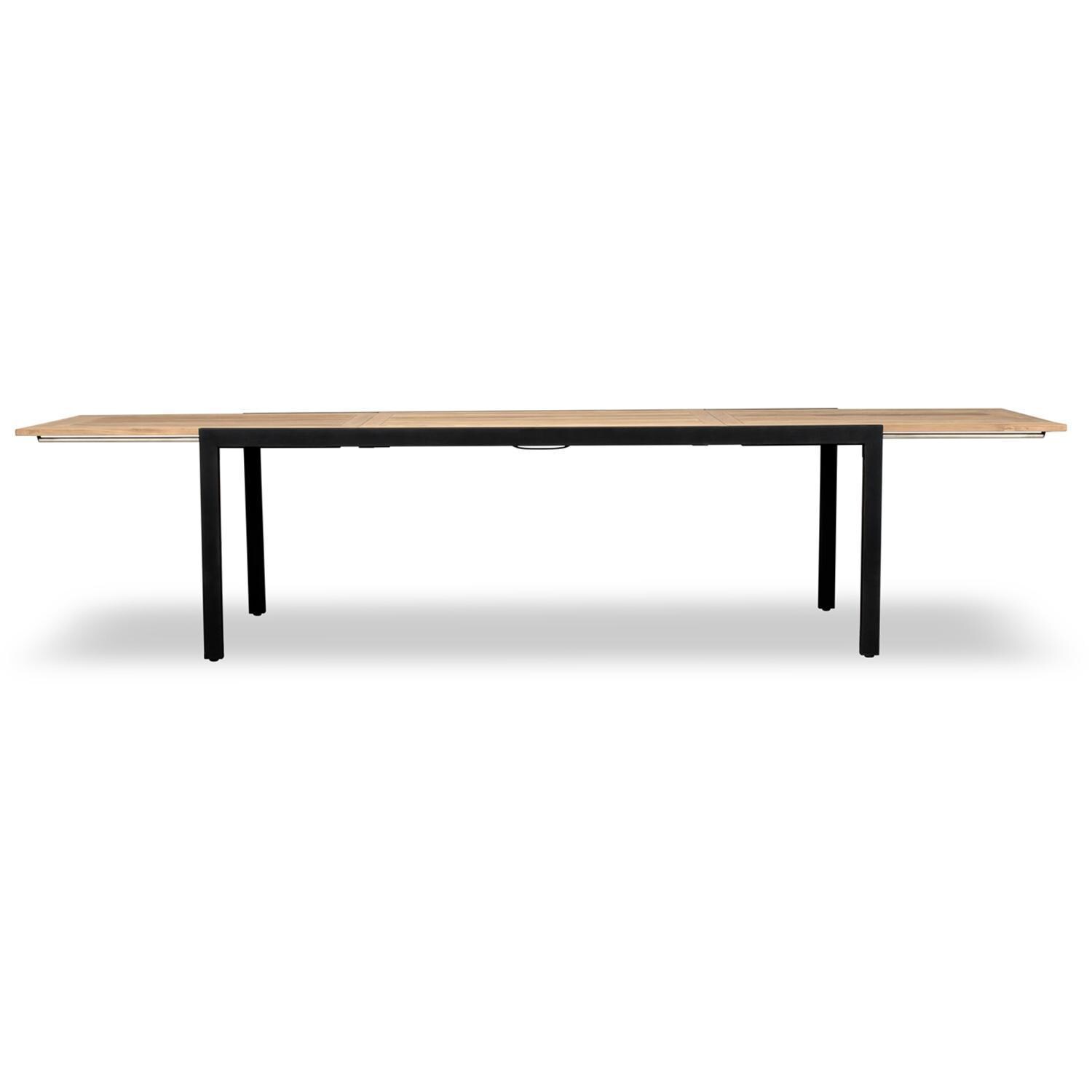 Wood Grove Reclaimed Teak Outdoor Extension Dining Table By - Front View Extension - White Background thumbnail