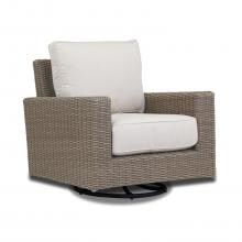 Coronado Wicker Patio Swivel Rocker Club Chair W/ Sunbrella Canvas Flax Cushions By Sunset West image