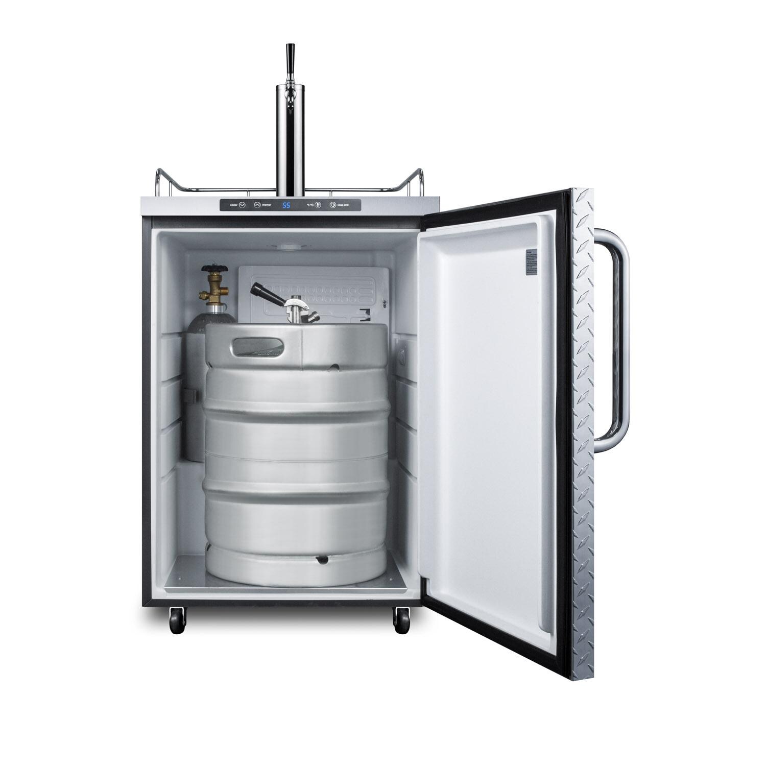 Summit SBC635MOSDPL 24-Inch 5.6 Cu. Ft. Outdoor Rated Single Tap Beer Dispenser / Kegerator - Diamond Plate Aluminum - Shown With Keg thumbnail