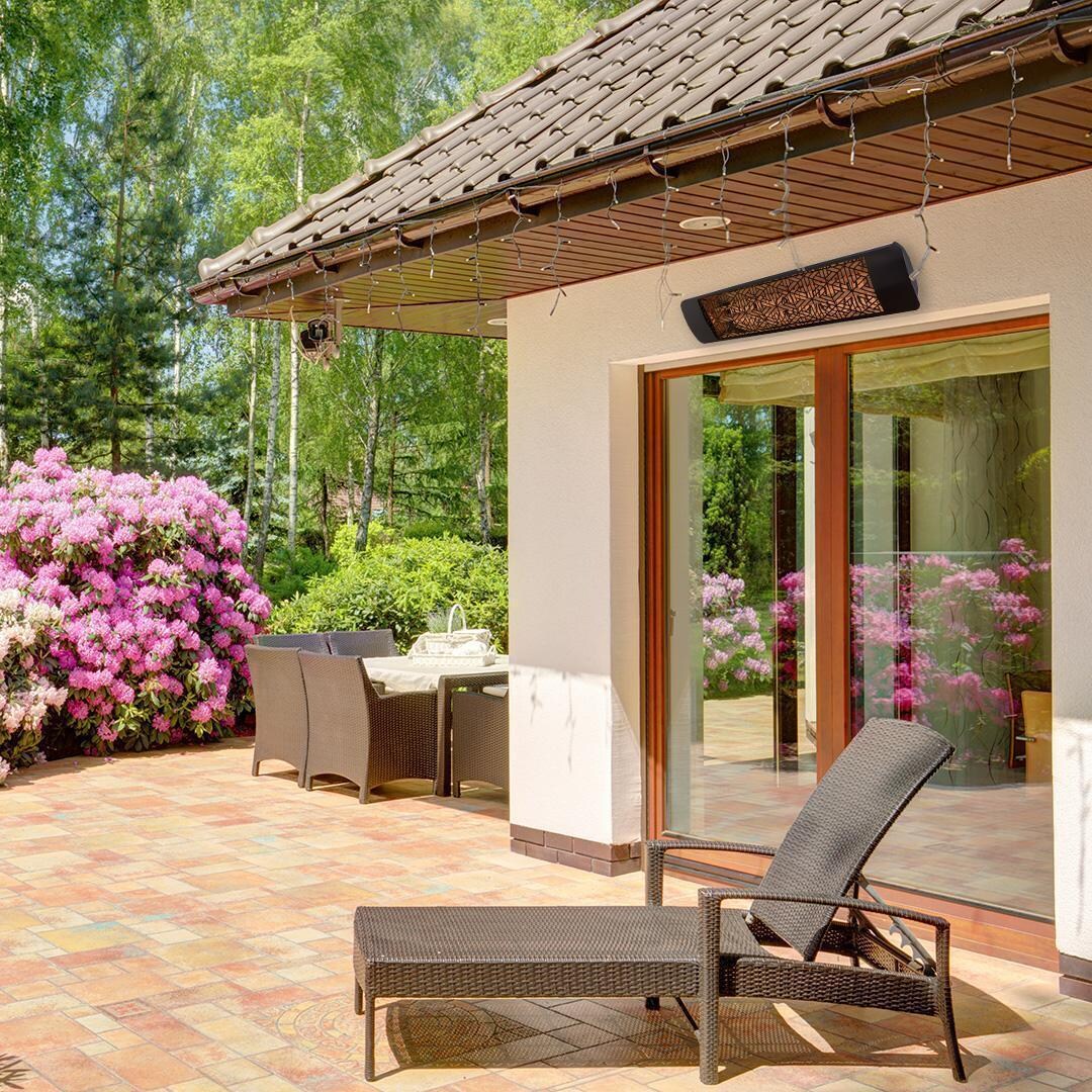 Eurofase EF50208B3 Mason Series 39-Inch 5000 Watt Dual Element 208V Electric Infrared Patio Heater - Black - Patio - Lifestyle thumbnail